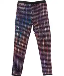 Leggings mit Regenbogeneffekt elastischer Bund, schwarz