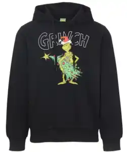 Grinch Pullover Weihnachten Kapuze, schwarz