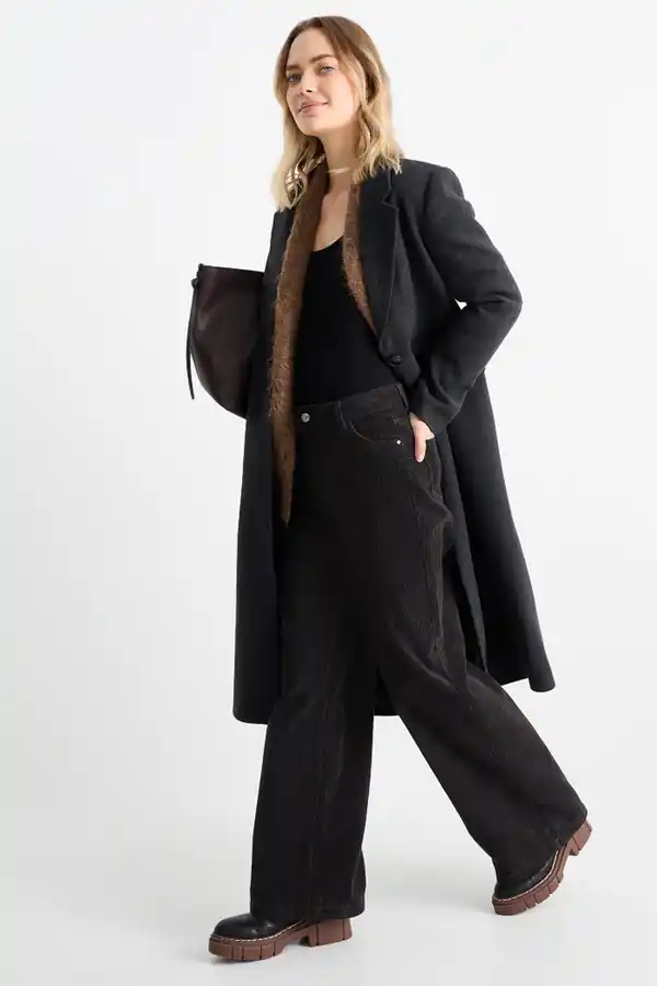 Bild 1 von C&A Cordhose-High Waist-Wide Leg, Schwarz, Größe: 34