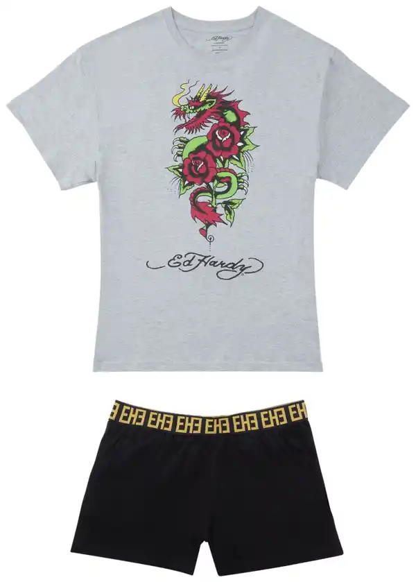 Bild 1 von ED HARDY Damen-Shorty-Pyjama, 2-teilig