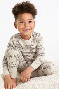 C&A Mulitpack 3er-Dino-Pyjama-6 teilig, Beige, Größe: 92