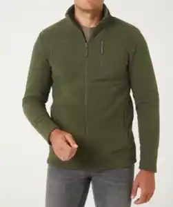 Basic Fleecejacke X-Mail, Stehkragen, Khaki