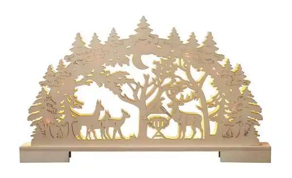 Bild 1 von LED-Schwibbogen aus Holz - Wald mit Futterkrippe