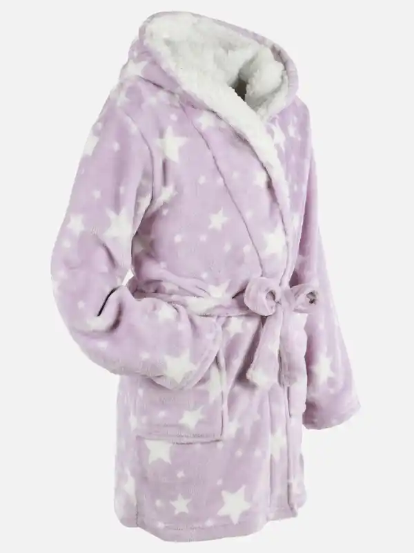 Bild 2 von Kinder Flauschbademantel mit Kapuze Lila