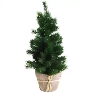 Mini-Weihnachtsbaum 48cm Künstlicher Tannenbaum mit Topf aus naturfarbenem Jutestoff zum Schmücken und Dekorieren