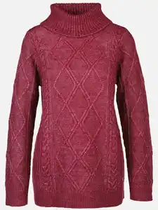 Damen Pullover mit Rollkragen und Muster Rot