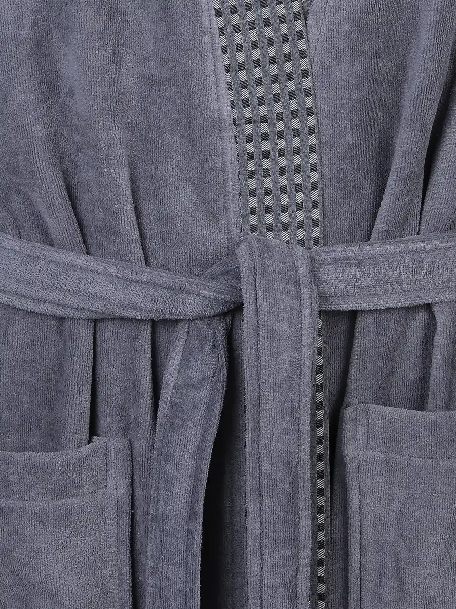 Bild 3 von Herren Bademantel in Kimonoform Grau