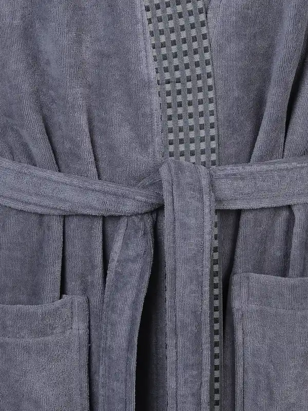 Bild 3 von Herren Bademantel in Kimonoform Grau