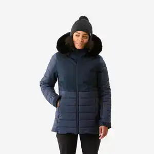 Skijacke Damen warm mittlere Länge - 100 marineblau