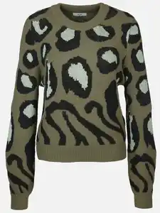 Damen Pullover mit abstraktem Leoprint Grün