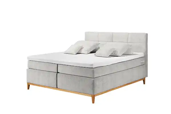 Bild 1 von Boxspringbett Borre 8, Liegefläche ca. 180 x 200 cm, hellgrau, silberfarbig