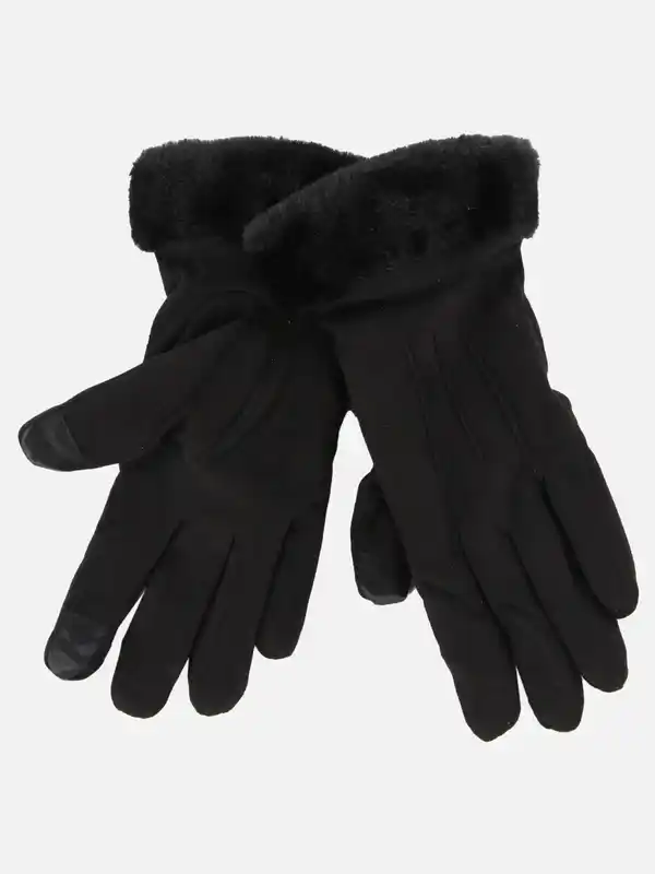 Bild 2 von Damen Handschuhe mit Kunstpelz Schwarz