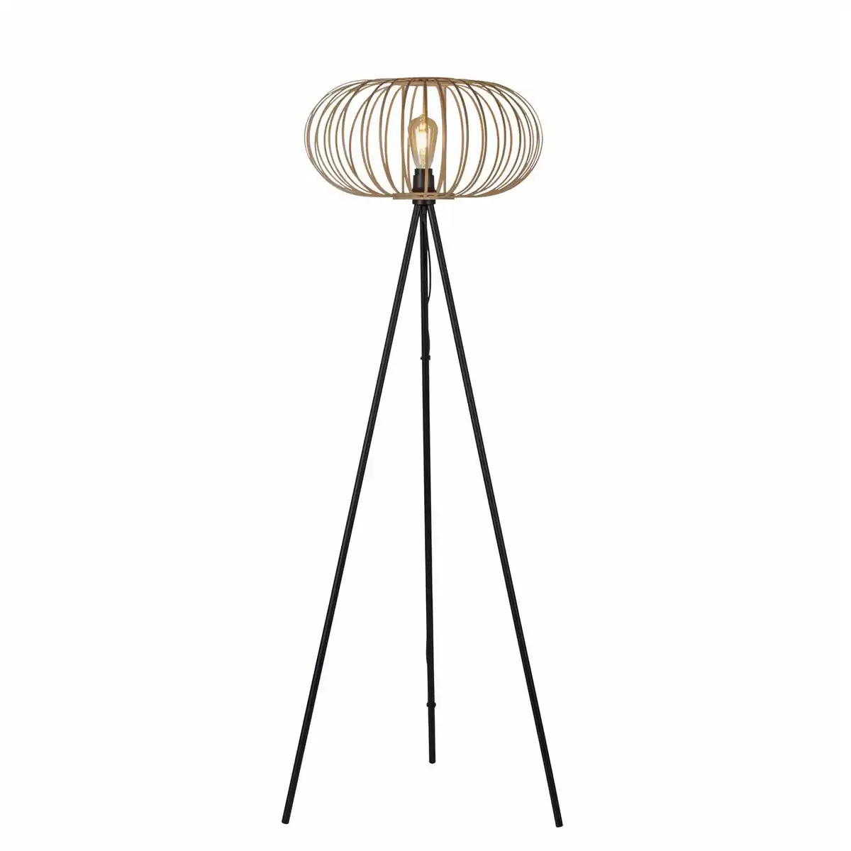 Bild 4 von LeuchtenDirekt Stehleuchte RACOON, 1-flammig, E27, Bambus-Schirm, Ø50cm, Holz-natur, IP20