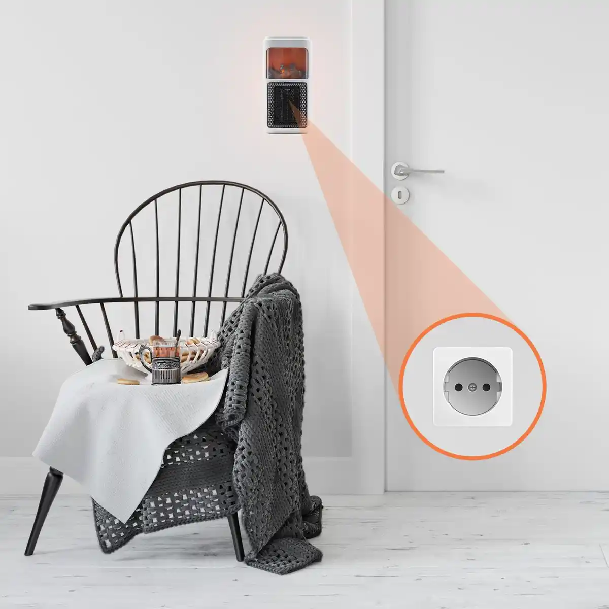 Bild 3 von Steckdosen Heizlüfter Mini, Kaminfeuereffekt LCD Display Keramik 400W