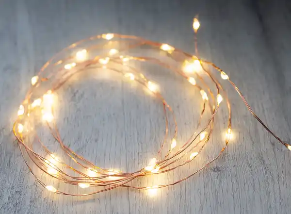 Bild 2 von IDEENWELT Micro-LED-Lichterkette 40 Lichter warmweiß, Kupfer