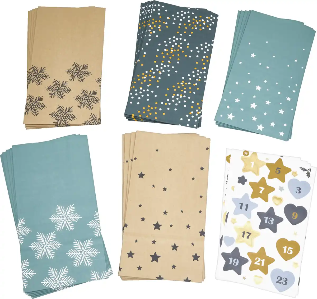 Bild 3 von IDEENWELT Adventskalender-Papiertütenset blau