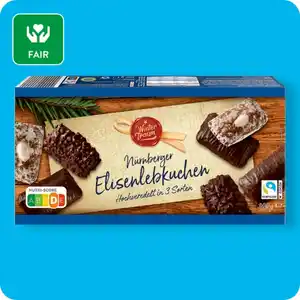 WINTERTRAUM Nürnberger Elisenlebkuchen, Hochveredelt in 3 enthaltenen Sorten: Glasiert mit aufgelegter Mandel