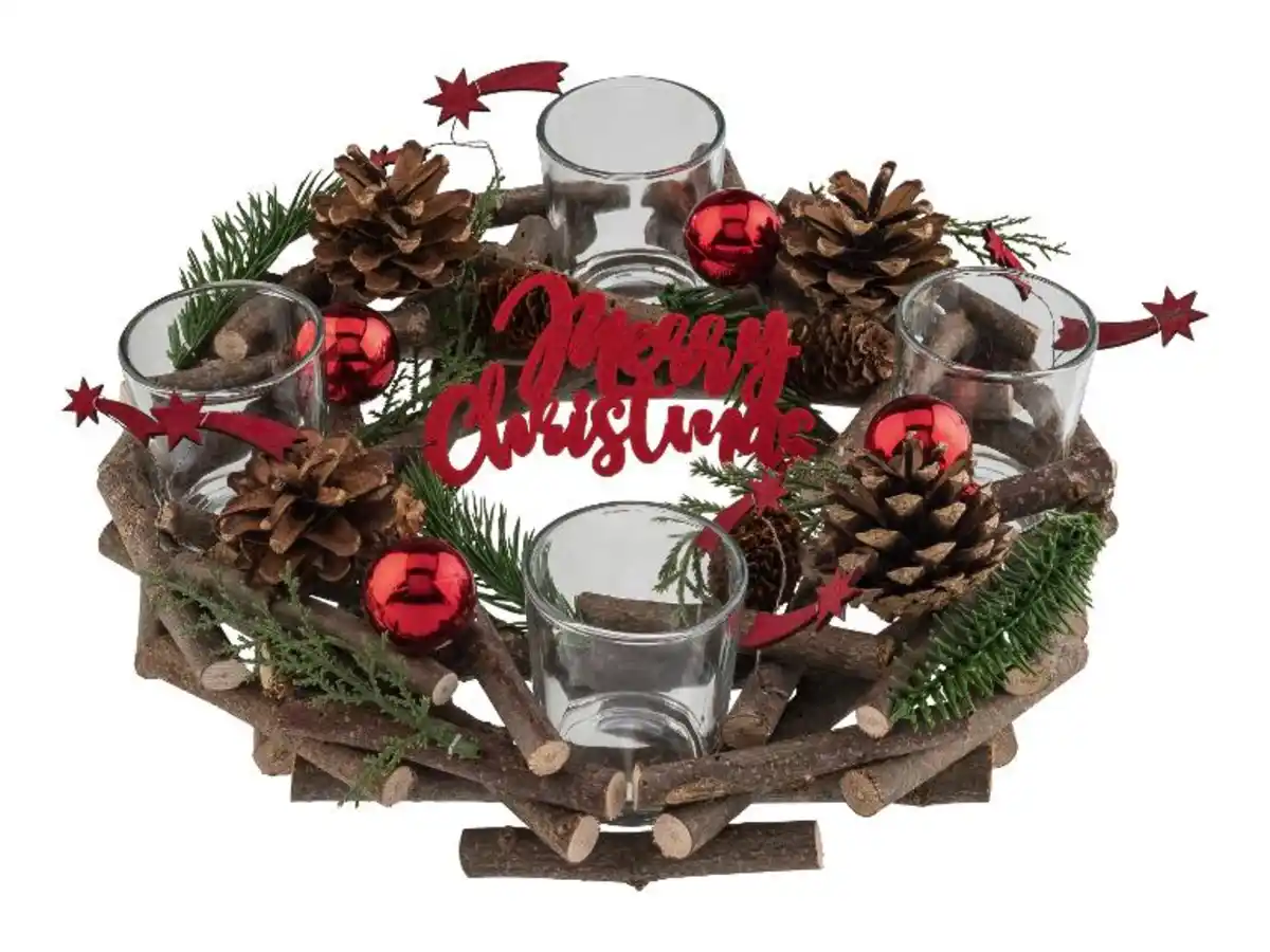 Bild 4 von LIVARNO home Adventskranz mit 4 Teelichthaltern aus Glas