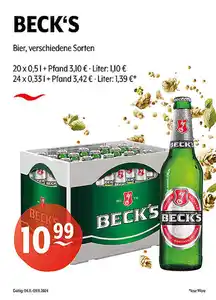 BECK'S Bier verschiedene Sorten