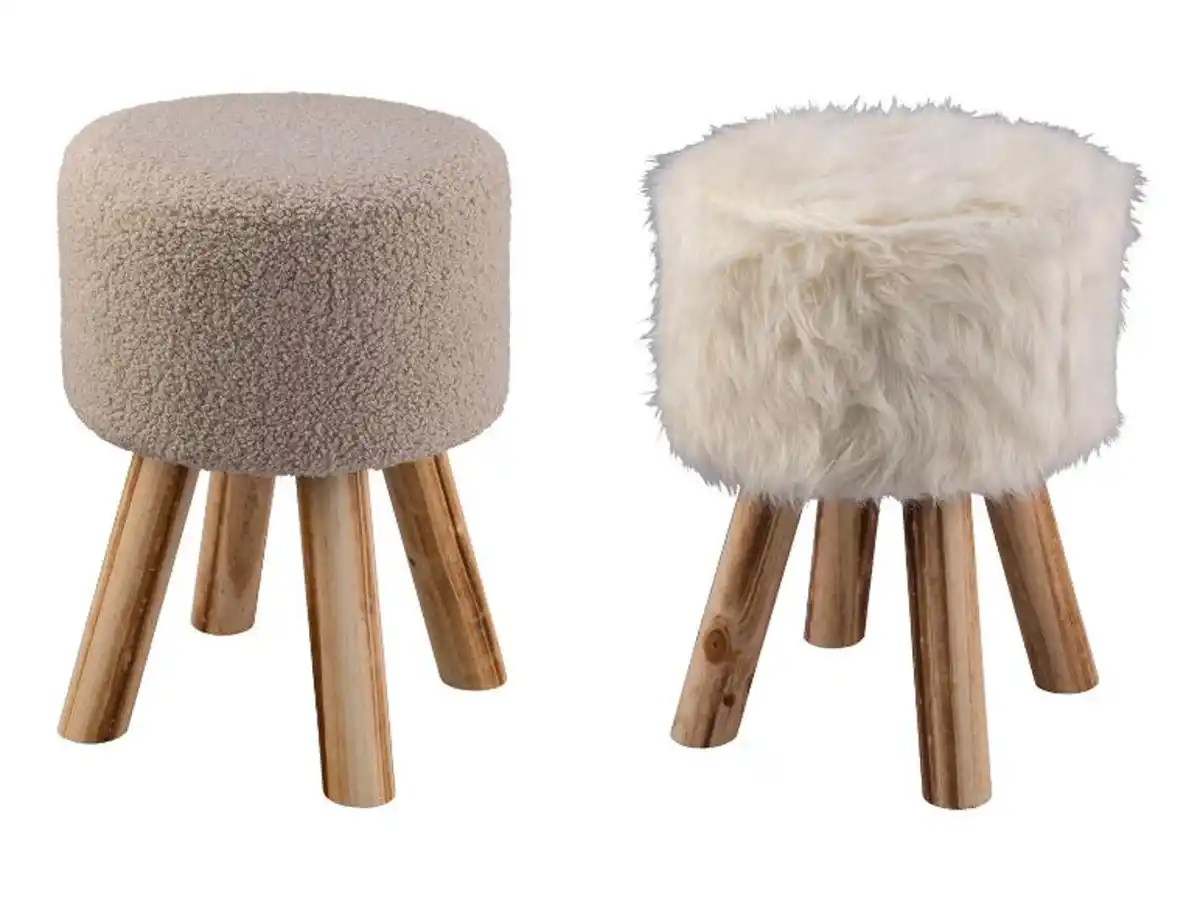 Bild 1 von LIVARNO home Fellhocker, gepolsterte Sitzfläche