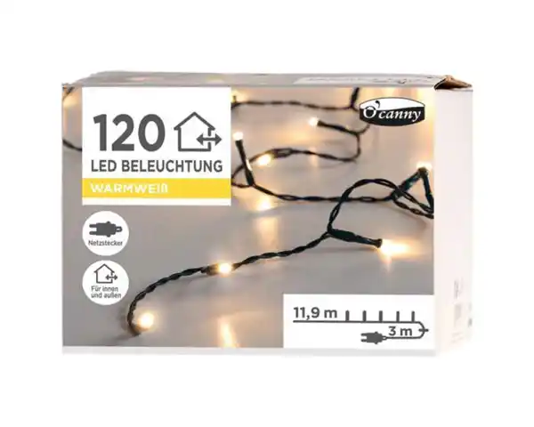 Bild 1 von O'canny Outdoor LED-Lichterkette warmweiß 11,9 m 120er