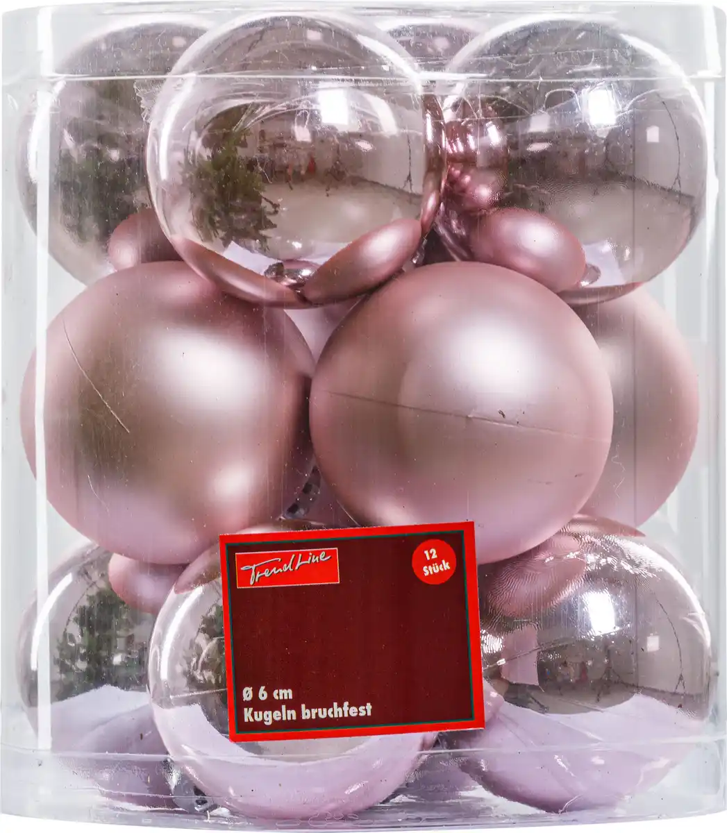 Bild 1 von TrendLine Weihnachtskugeln bruchfest Ø 6 cm rosé 12 Stück