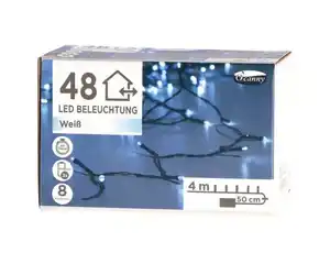 O'canny Outdoor LED-Lichterkette kaltweiß mit Timer & 8 Funktionen 7,60 m 48er