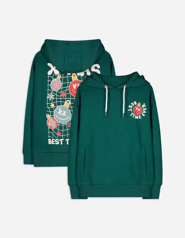 Bild 1 von Damen Hoodie - Rückenprint - dunkelgrün