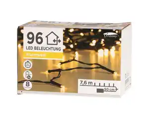 O'canny Outdoor LED-Lichterkette warmweiß mit Timer & 8 Funktionen 7,60 m 96er