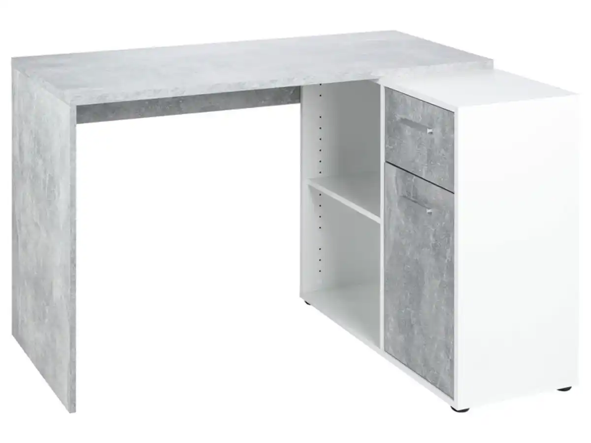 Bild 1 von LIVARNO home Schreibtisch mit Schrankelement, Beton/weiß