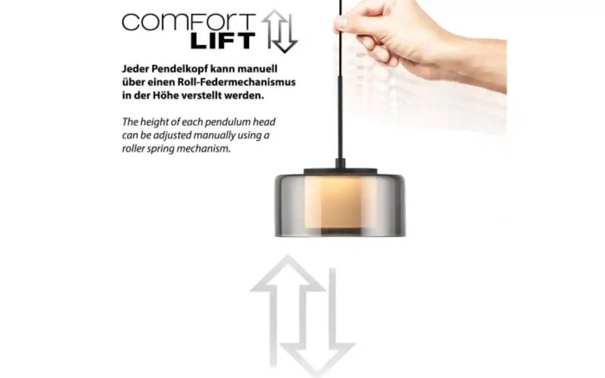 Bild 4 von LED-Pendelleuchte Rika, schwarz, 3-flammig, 180 cm, inkl. Höhenverstellung