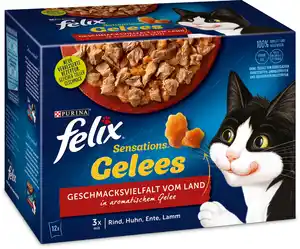 Felix Sensations Gelee Geschmacksvielfalt vom Land Katzenfutter 12 x 85g