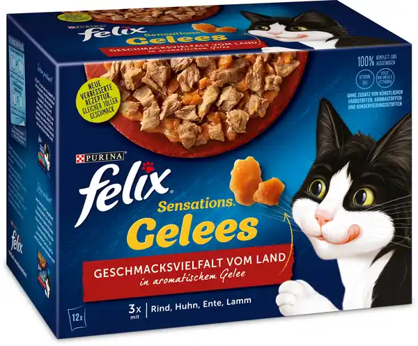 Bild 1 von Felix Sensations Gelee Geschmacksvielfalt vom Land Katzenfutter 12 x 85g