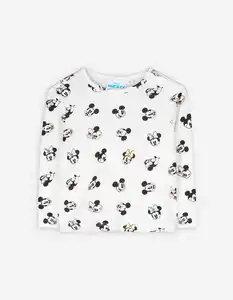 Baby Langarmshirt - Mickey Mouse und Minnie Mouse - weiß