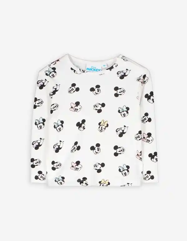 Bild 1 von Baby Langarmshirt - Mickey Mouse und Minnie Mouse - weiß