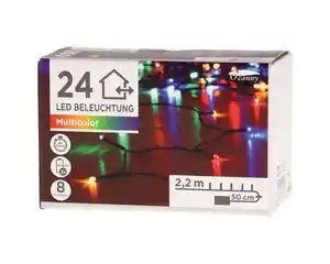 O'canny Outdoor LED-Lichterkette multicolor mit Timer & 8 Funktionen 7,60 m 24er