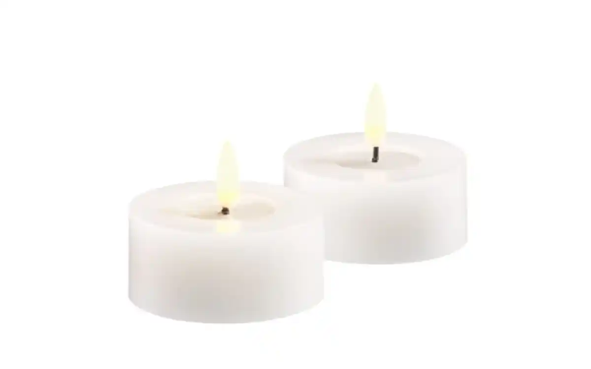 Bild 1 von 2er-Set LED-Echtwachsteelichter, weiß, 7 cm