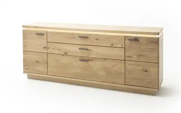 Bild 1 von Wiemann - Sideboard Barcelona, Balkeneiche massiv /Eiche Bianco furniert, inkl. Beleuchtung