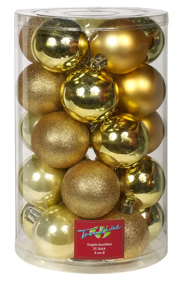 Bild 1 von TrendLine Weihnachtskugeln bruchfest Ø 6 cm gold 25 Stück