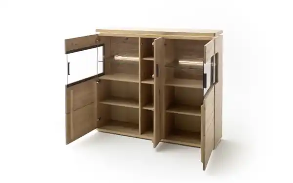 Bild 2 von Wiemann - Highboard Barcelona, Balkeneiche massiv / Eiche Bianco furniert, inkl. Oberboden-Beleuchtung