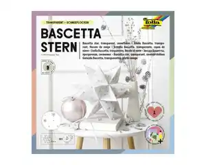 Folia Bascetta Stern-Set 15 x 15 cm 115 g/m² weiß/transparent mit Schneeflocken 32 Blatt