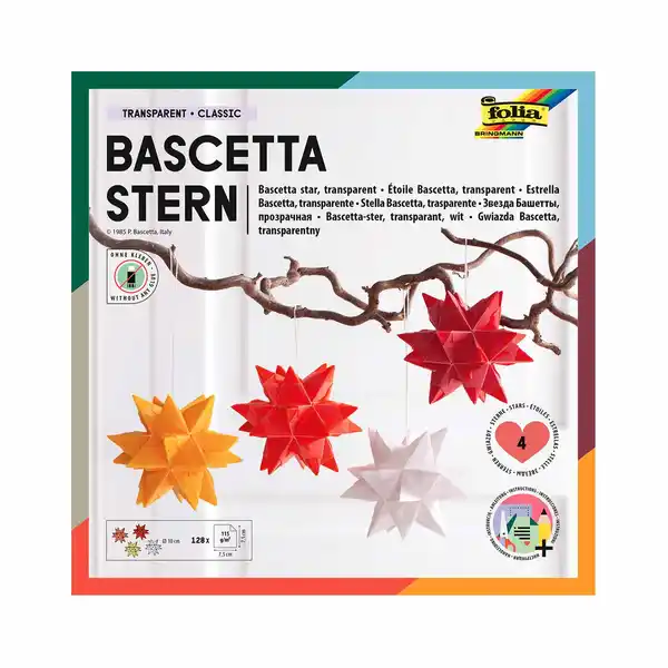 Bild 1 von Bascetta-Stern Bastelset 128 Blatt 7,5 x 7,5 cm Transparentpapier classic