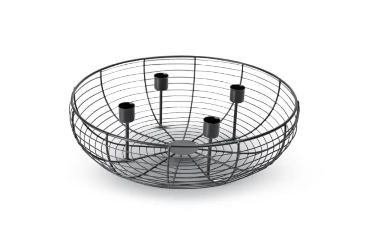 Bild 1 von Adventskranz, schwarz, für Stabkerzen, 34 cm