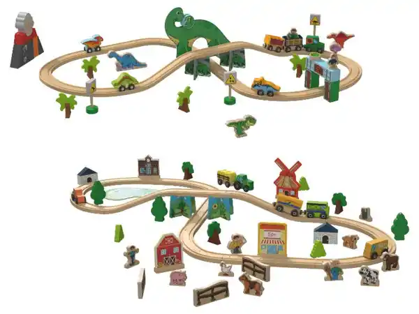 Bild 1 von Playtive Eisenbahn-Set »Dinosaurier / Farm«, aus Echtholz