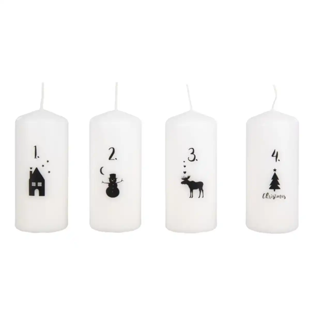 Bild 1 von Adventskerzen-Set mit Zahlen - ca. 11 x 4,8 cm - 4 St&#252;ck