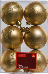 TrendLine Weihnachtskugeln bruchfest Ø 6 cm gold mattiert 6 Stück