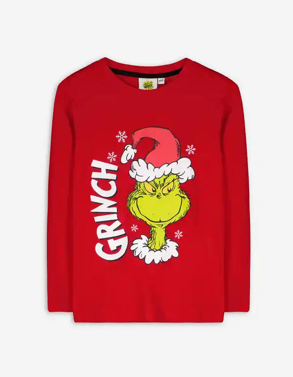 Bild 1 von Kinder Langarmshirt - Grinch - dunkelrot