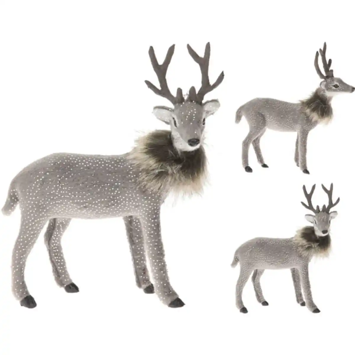 Bild 1 von Deko-Rentier mit Fell und Glitzer - ca. 15 cm - 1 Stück