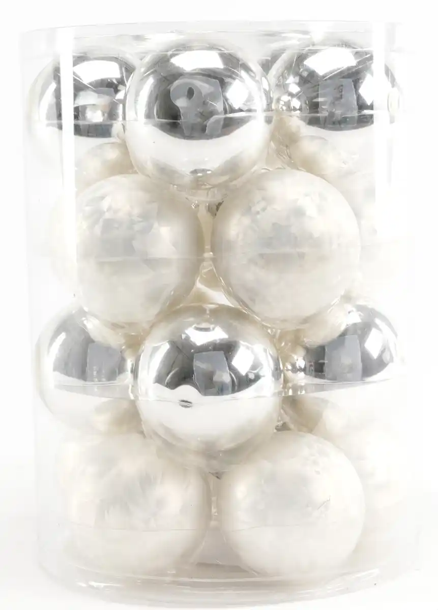 Bild 1 von TrendLine Weihnachtskugeln aus Glas Ø 6 cm weiß-silber 20 Stück