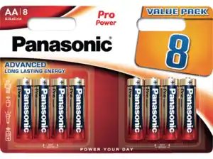 PANASONIC 00235949 LR6PPG/8BW AA Mignon Batterie, Alkaline, 1.5 Volt 8 Stück, Gold